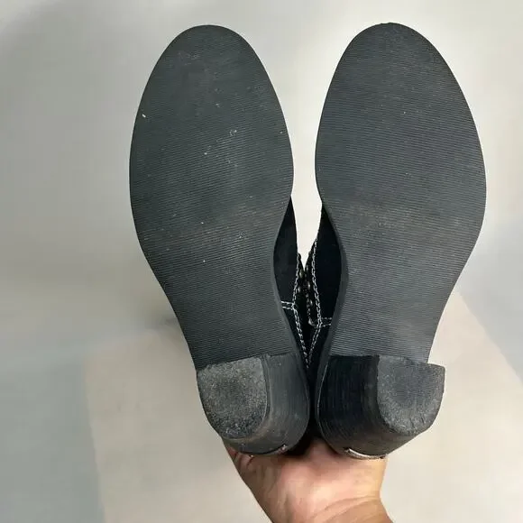 Report Ladies MOLLY Heeled Western Slip On Cowboy Black Suede Boots Size 6 - Picture 4 of 6